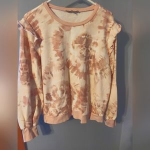 Pink and White Ruffled Sweatshirt